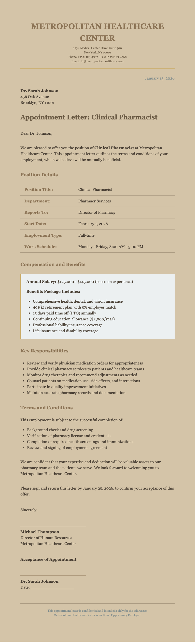 Paper texture pharmacist appointment letter